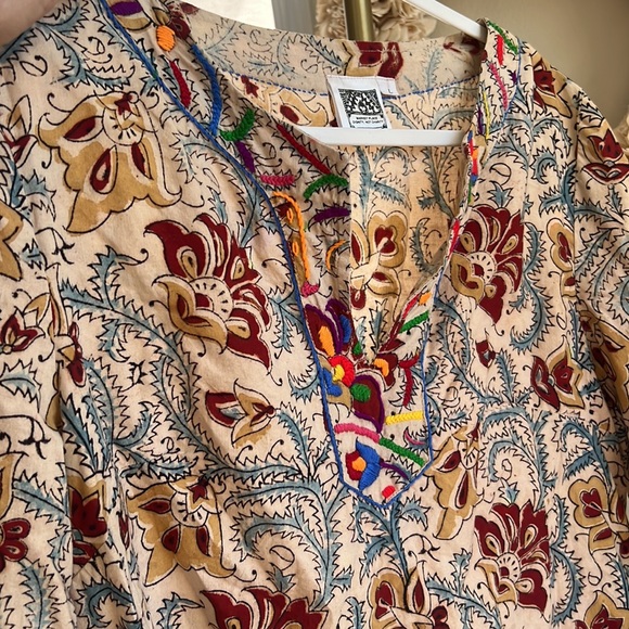 Cotton botanical dyed tunic top dress from India with pockets Large - Picture 2 of 10